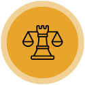 Scale of justice and chess piece symbolizing the strategic approach of Criminal Lawyers in Bangalore.